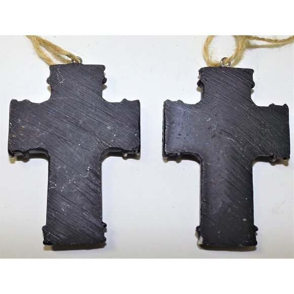 Set of two cross ornaments with sheriff star 3 x 2 inches - Picture 2 of 2